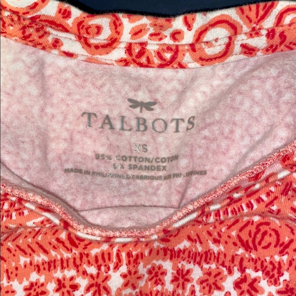 Talbots XS Pink Patterned Tee - Picture 4 of 4